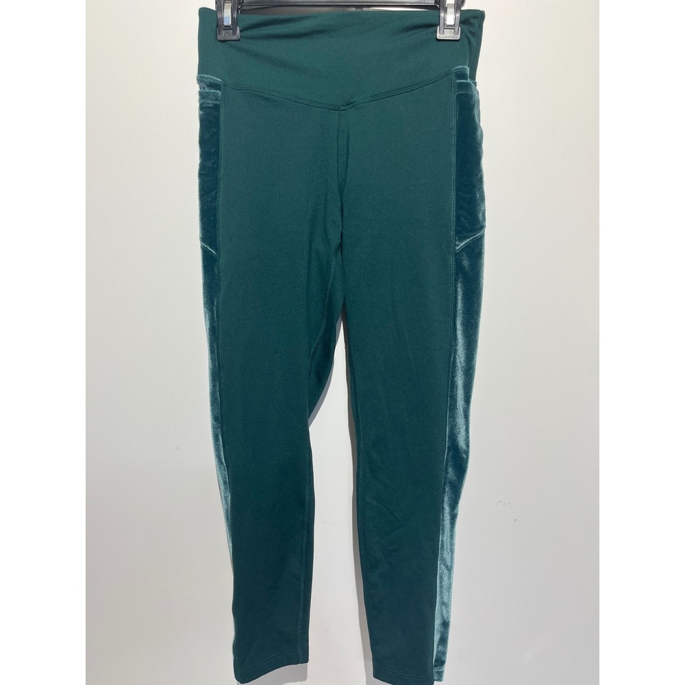 Pink Victoria's Secret Cozy Leggings Dark Green Velvet Stripe Fleece Lined M